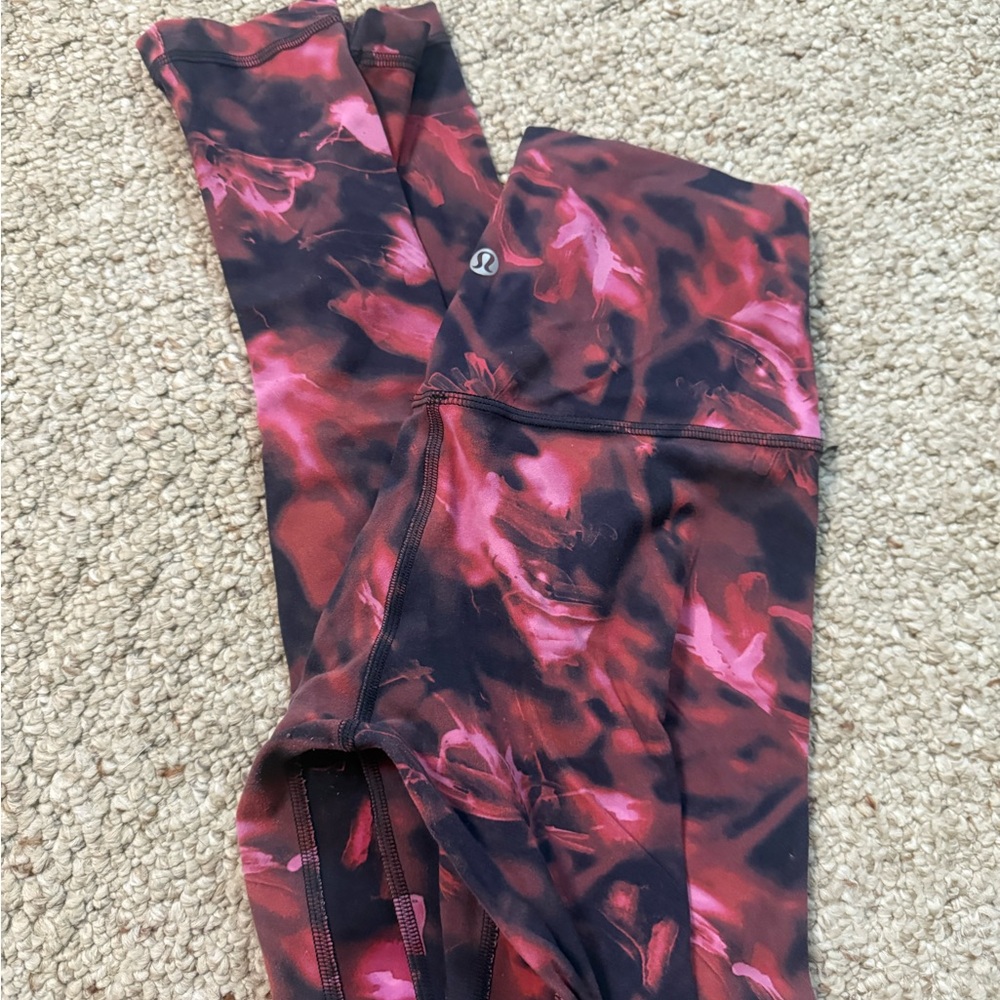 Lululemon Athletica Red and Pink Patterned Leggings